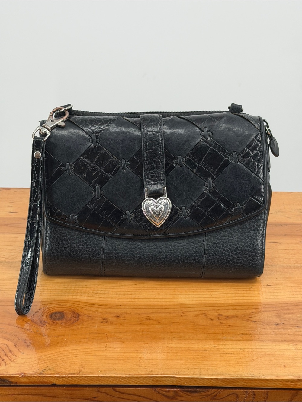 Brighton Black crocodile print leather Organizer Wallet Wristlet